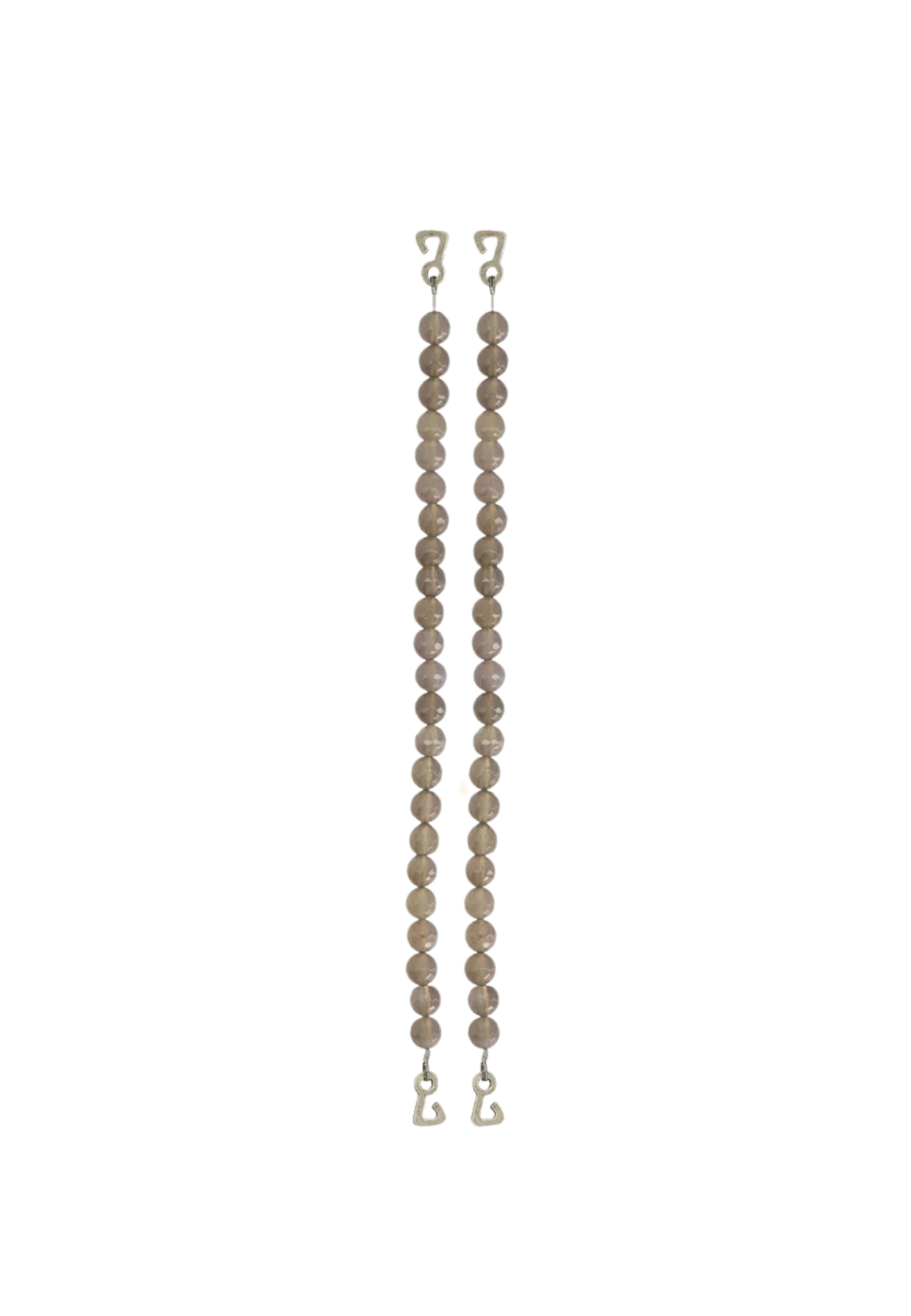 Adjustable swimwear straps featuring grey agate pearls, designed to fit all sizes