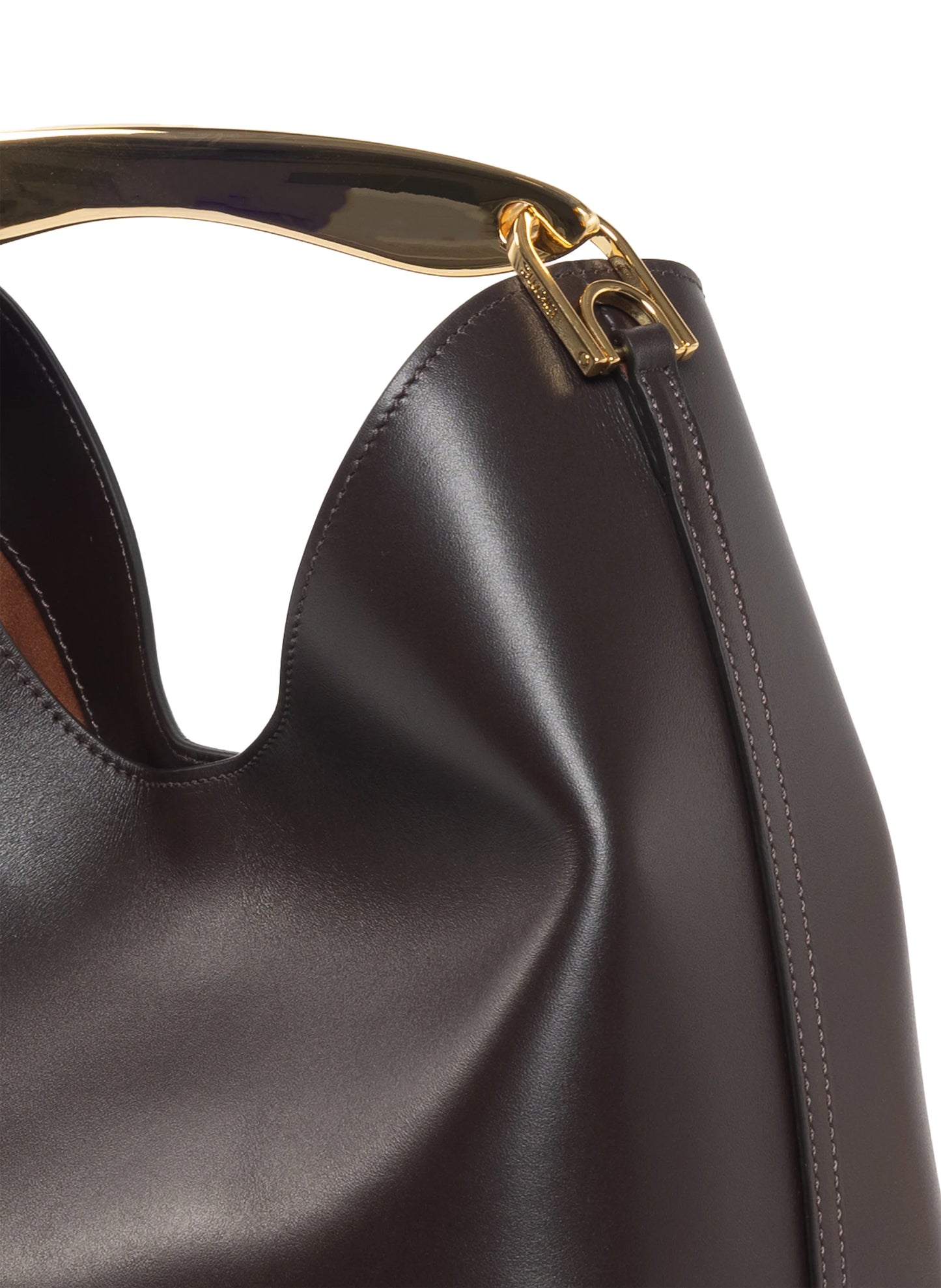 Brown small Boomerang leather bag - Elleme