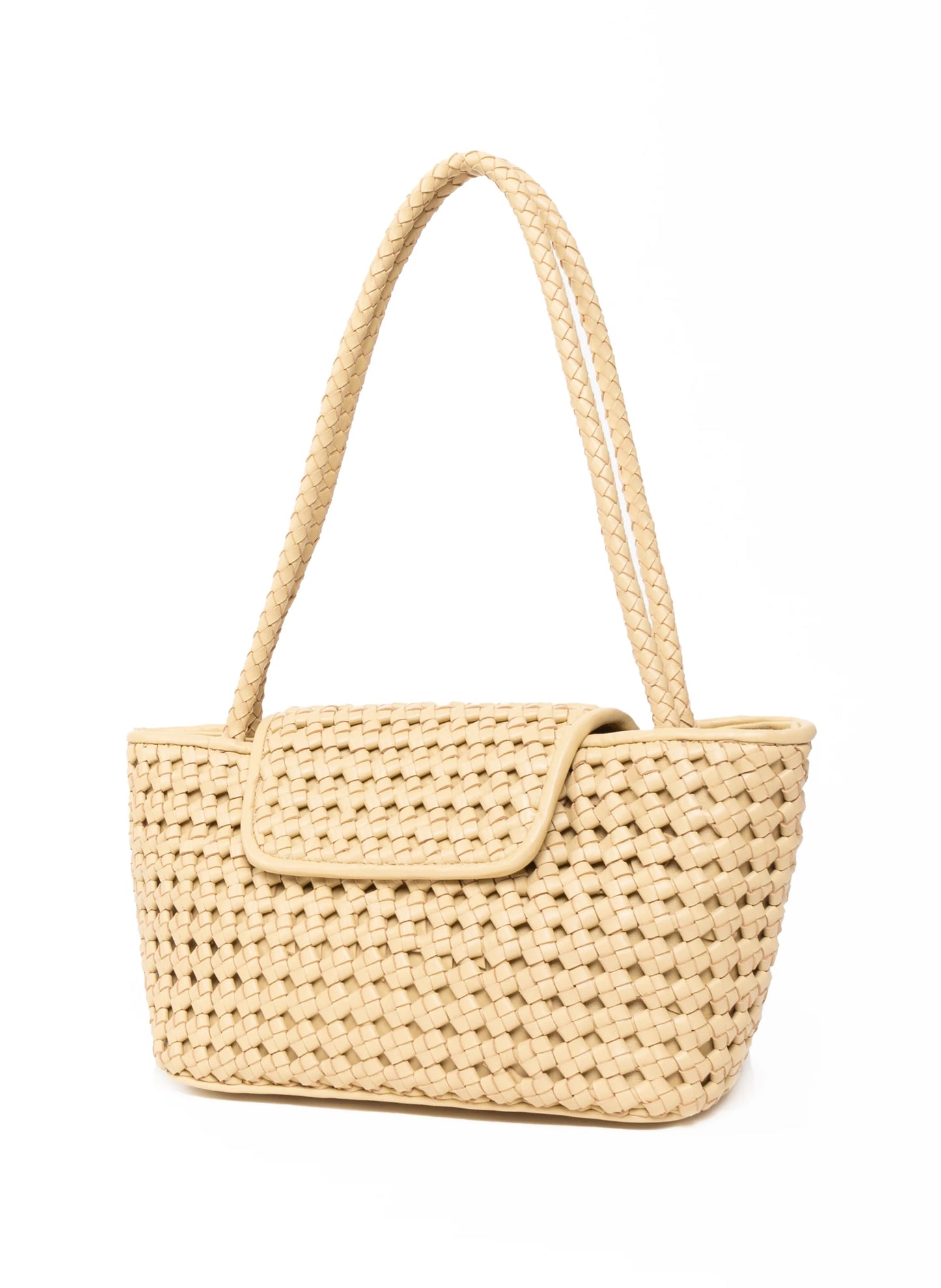 Beige Courrier tote woven leather bag - Elleme
