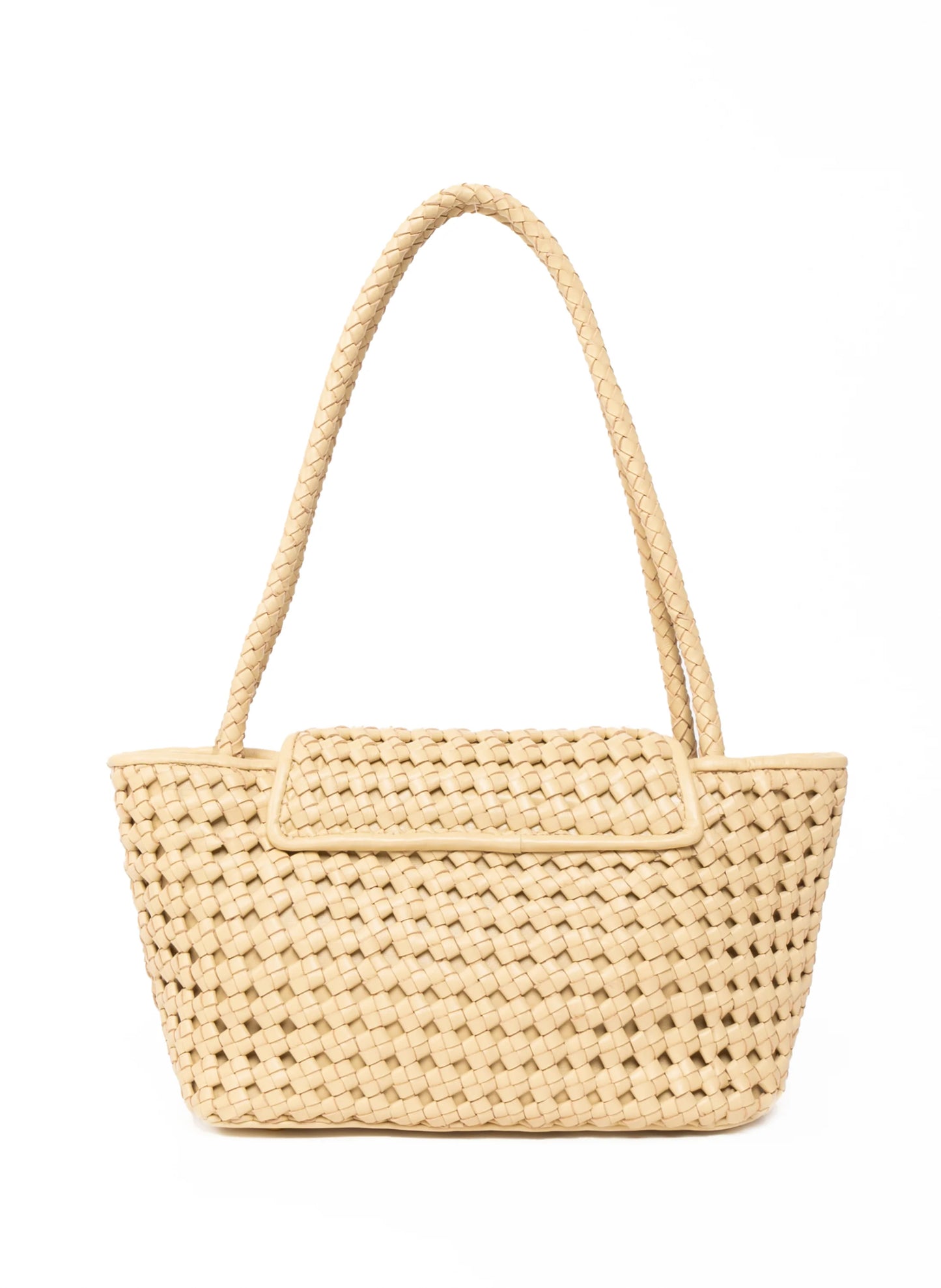 Beige Courrier tote woven leather bag - Elleme