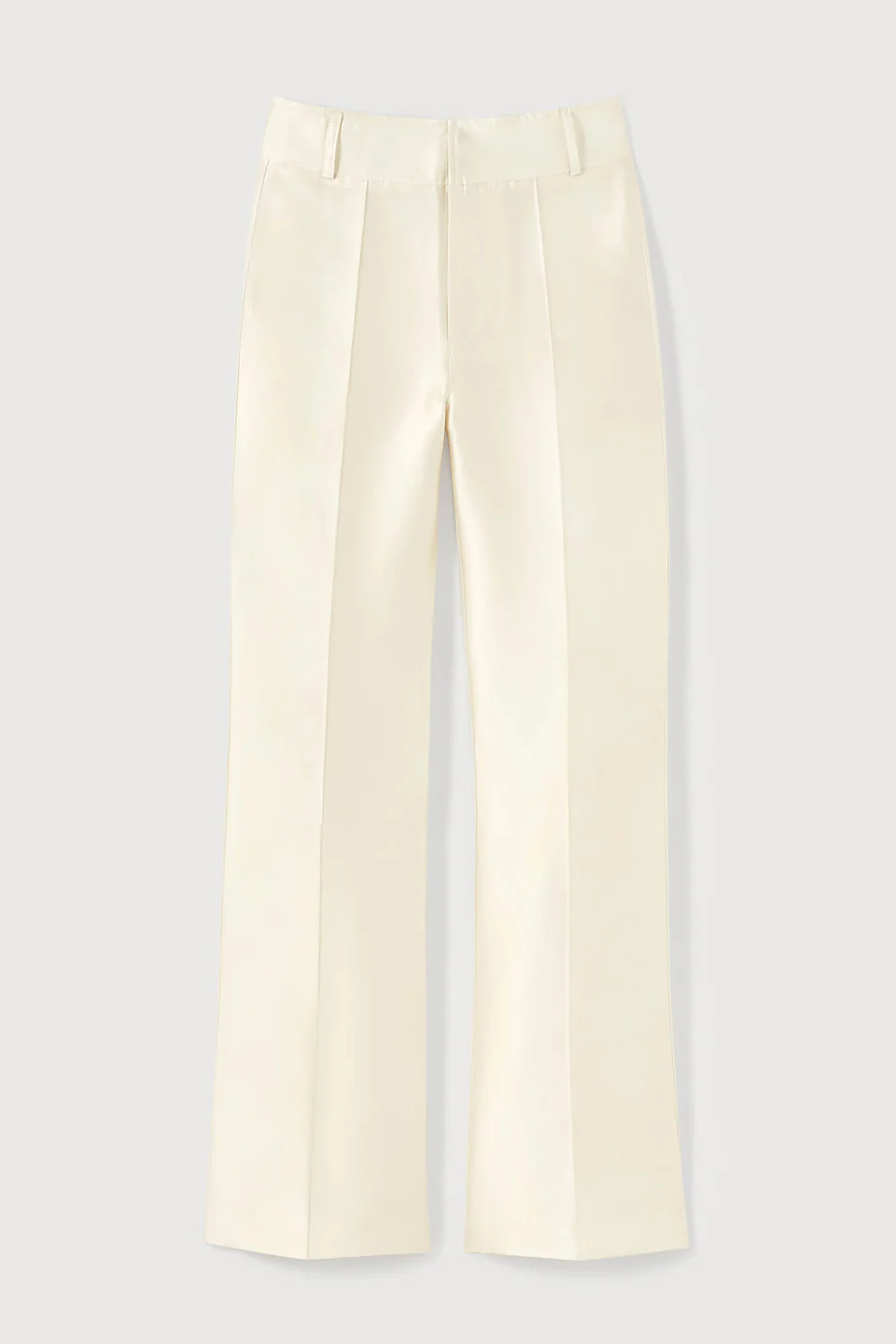 Chic off-white flare pants from Destree with a body-hugging fit, pressed front crease, and a polished finish.