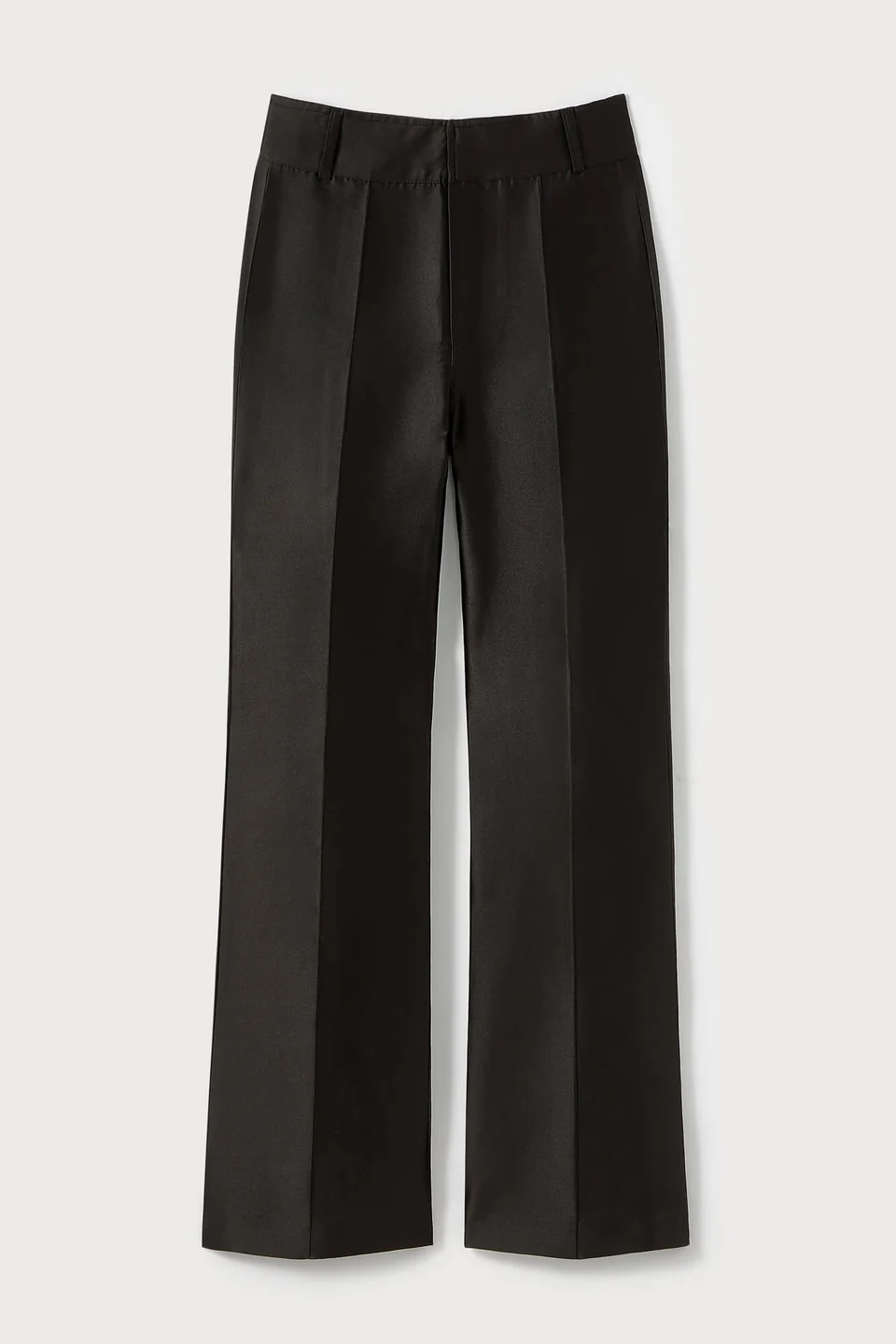 Elegant black high-waisted trousers by Destree, designed with a straight flared cut and concealed zip closure.