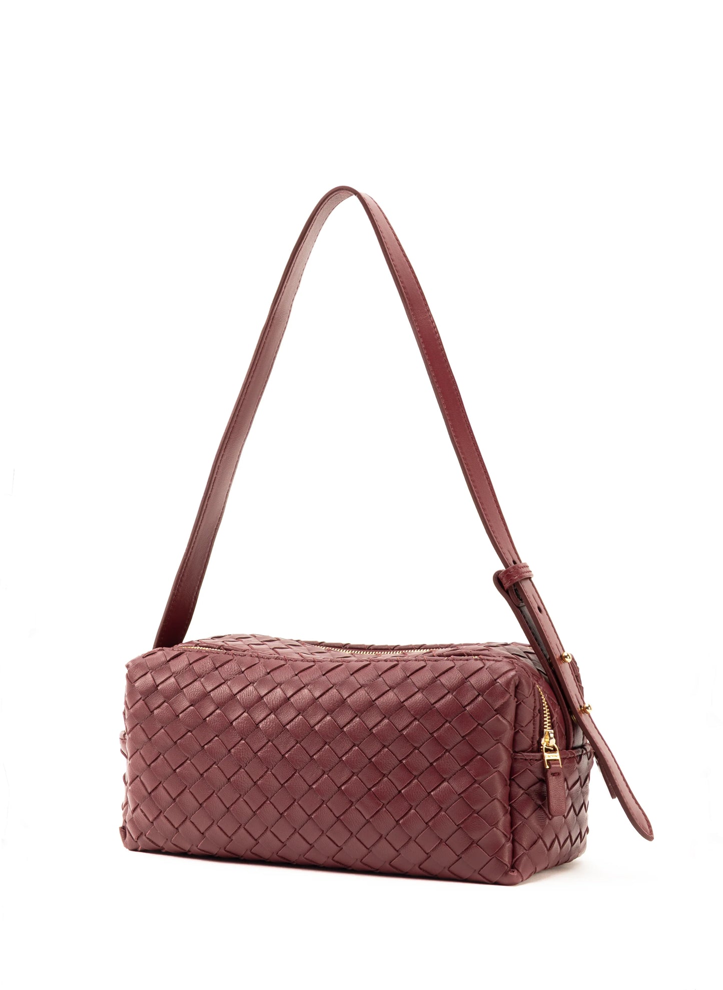 Burgundy Trousse leather bag - Elleme