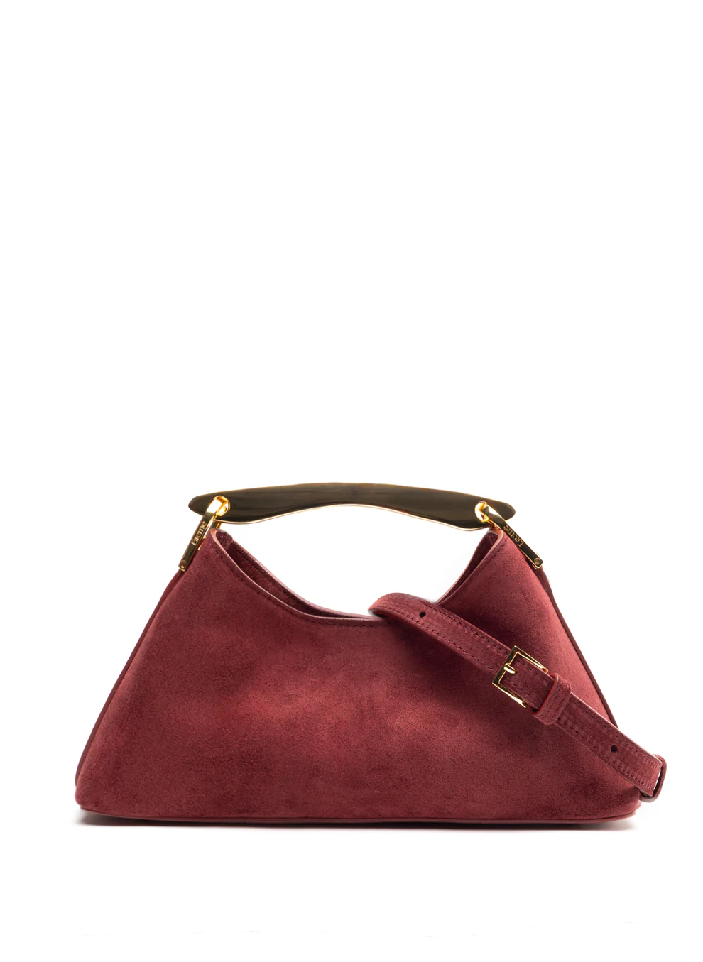 Burgundy mini Boomerang suede bag - Elleme