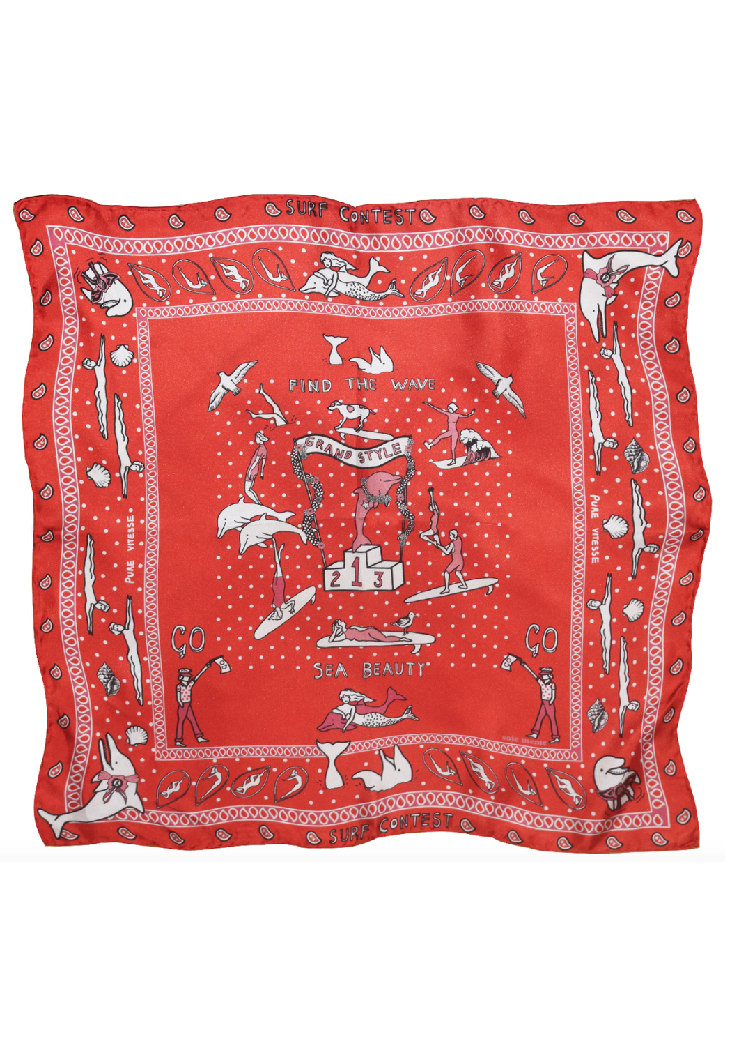 Sea beauty bandanna red - Soie.meme