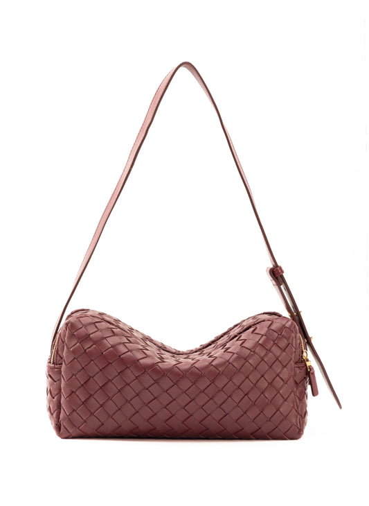 Burgundy Trousse leather bag - Elleme