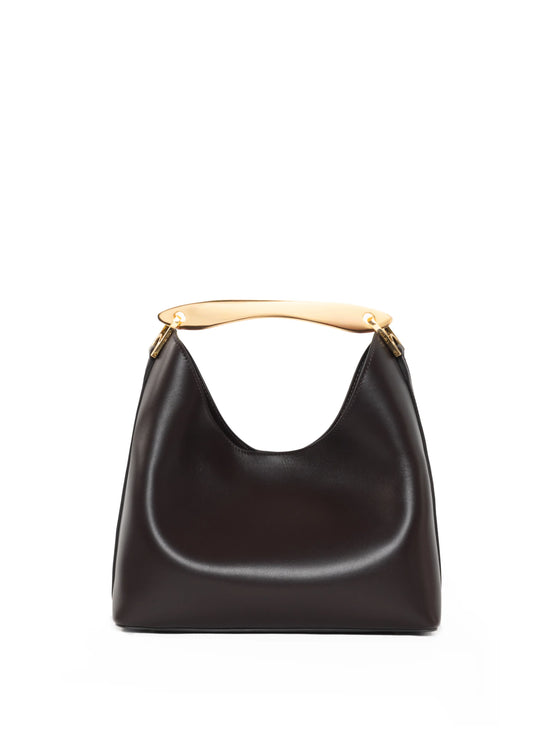 Brown small Boomerang leather bag - Elleme
