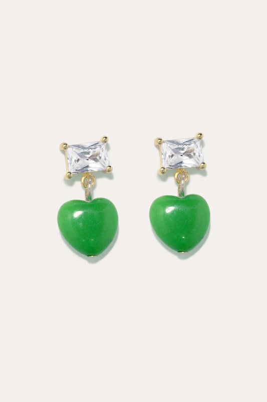 The heart's window green earrings - Completedworks
